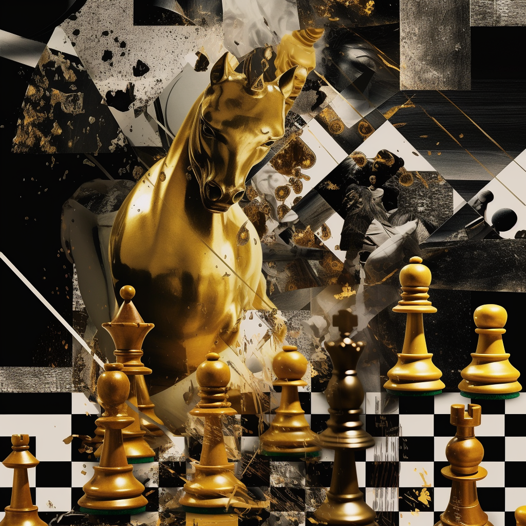 Gold and Black Collage with Jiu Jitsu and Chess