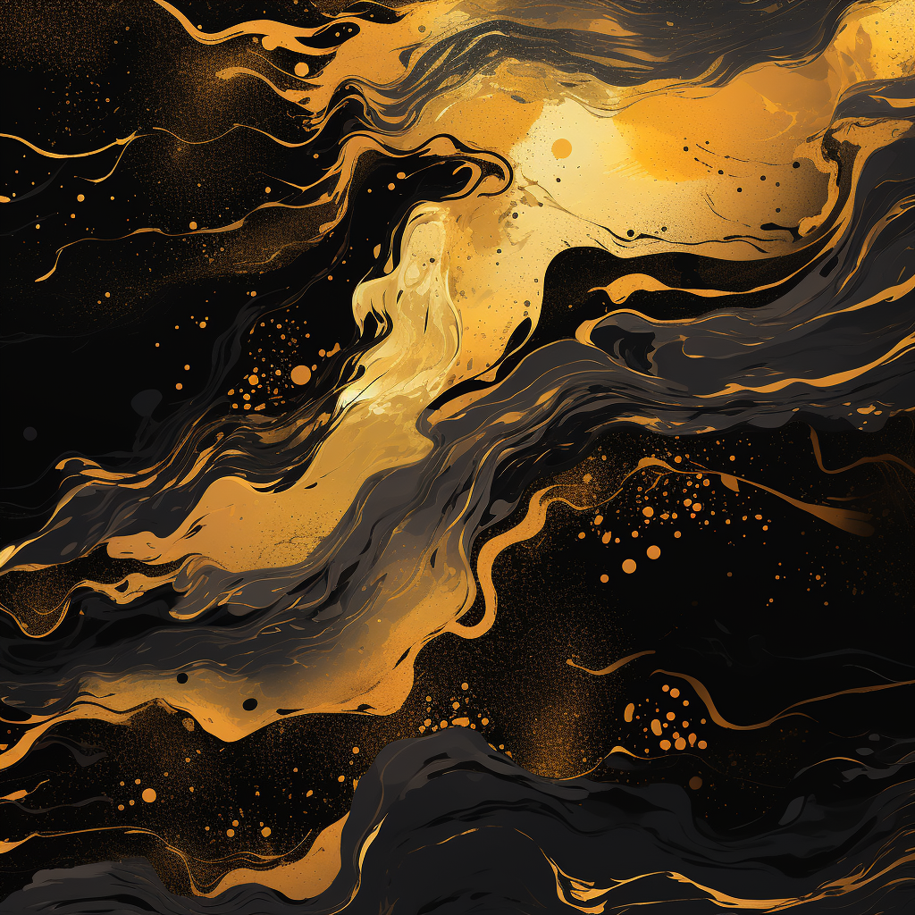 Gold Black Marble Liquid Surface