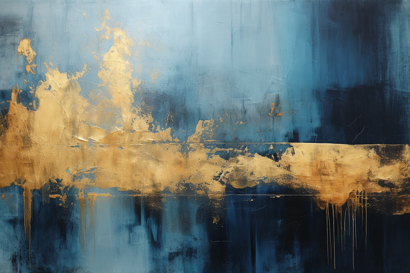 Abstract Painting in Gold and Blue