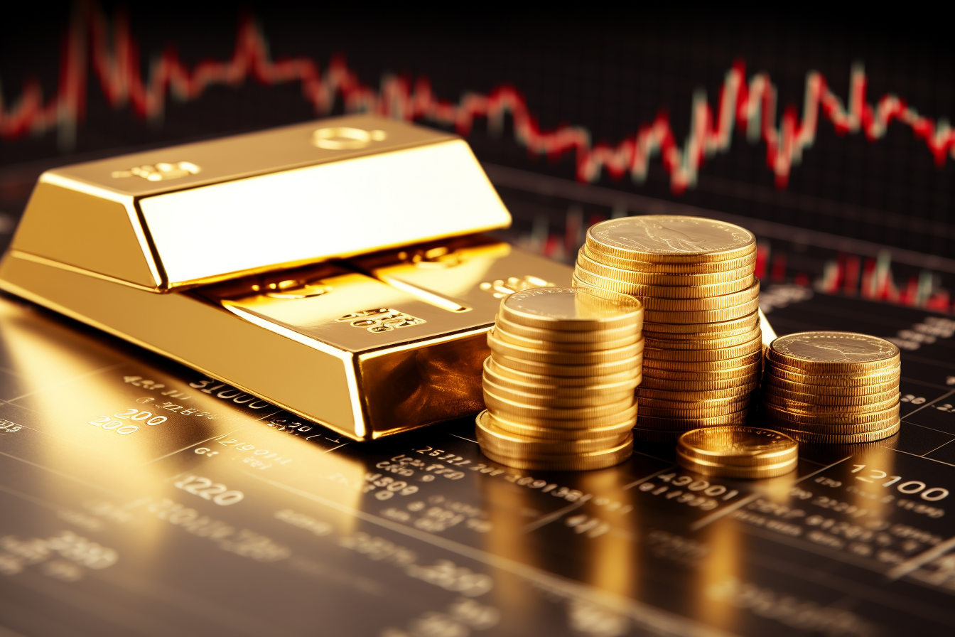 Gold bullion on stock market charts