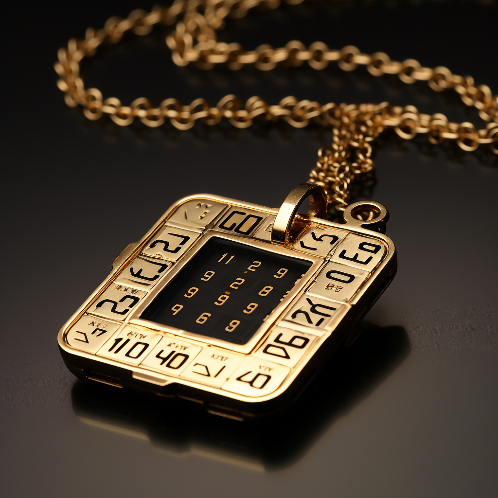 Fashionable gold chain digital timer necklace