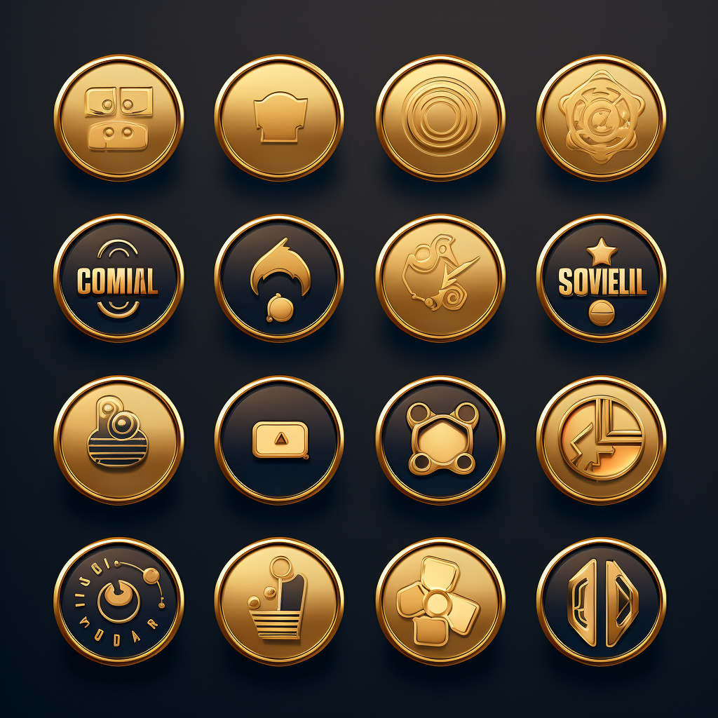 Golden social media icons