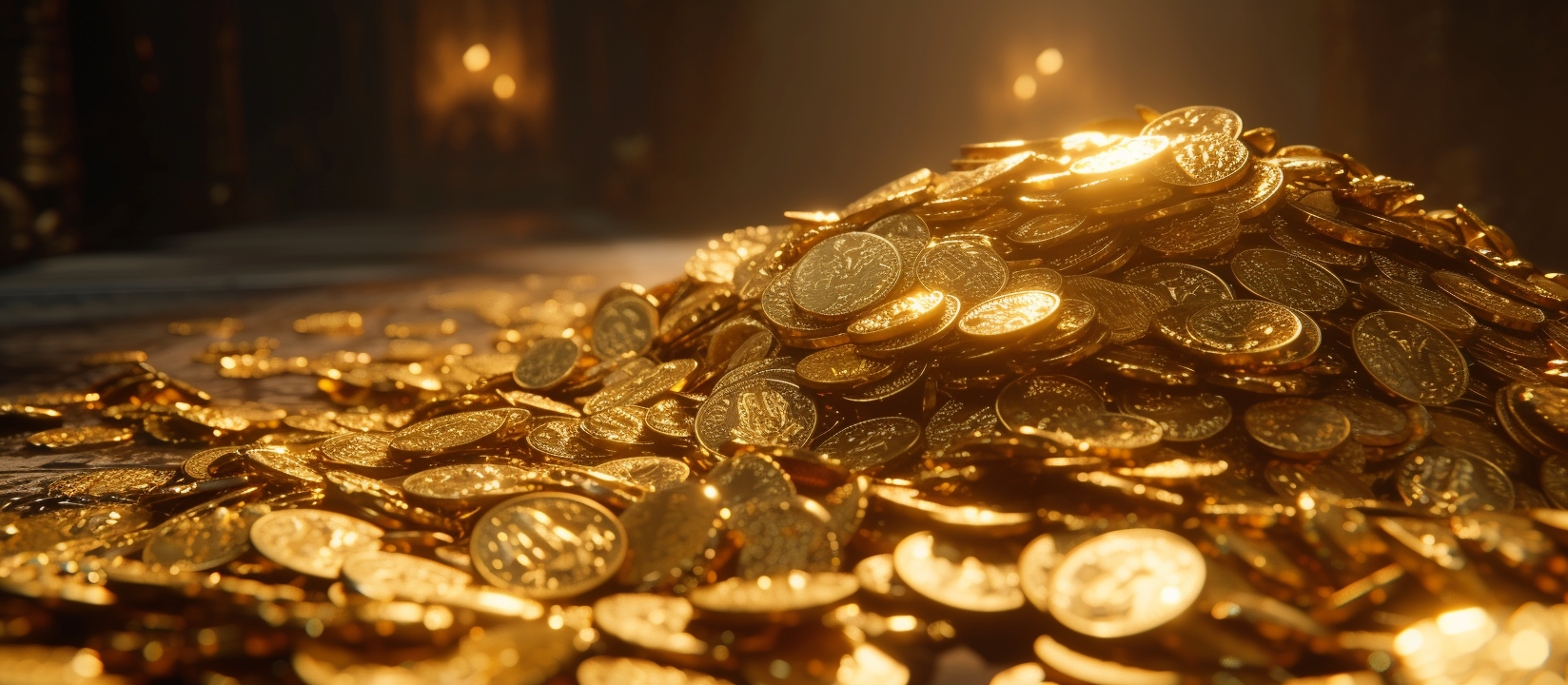 Table with Gold Coins Render