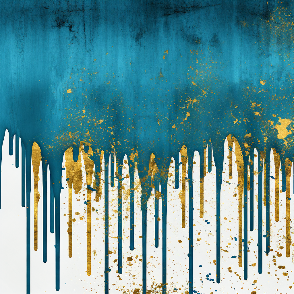 Gold Drips Border on Blue Grunge Background