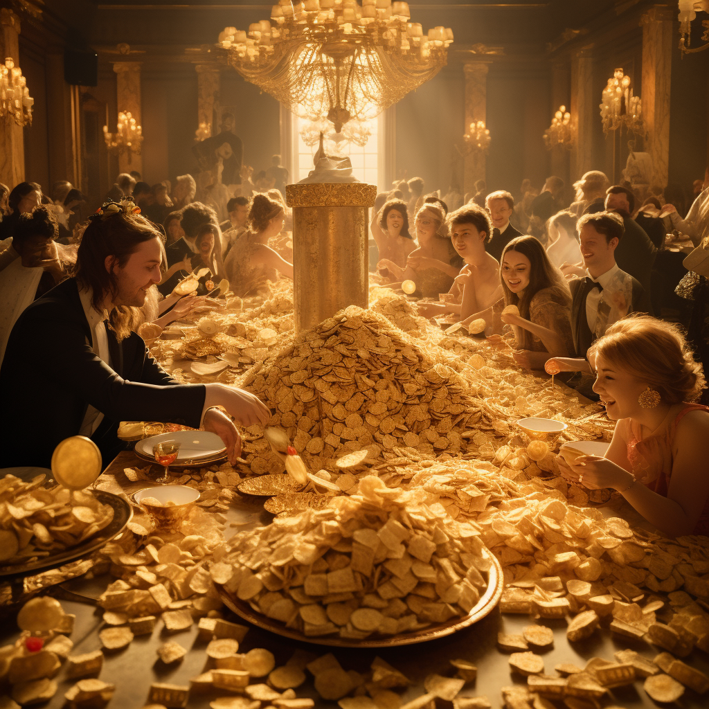 Exquisite gold dumplings on a table in a British celebration