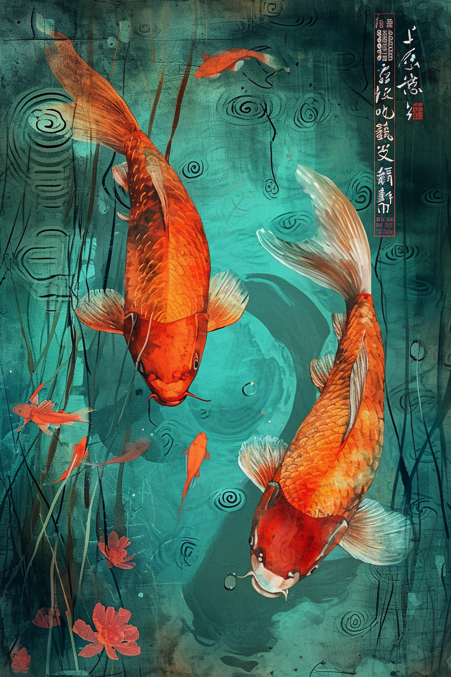 Chinese New Year gold fish art