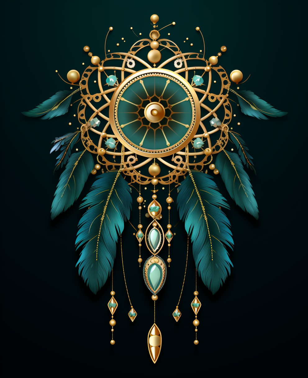 Golden Dream Catcher with Flowers