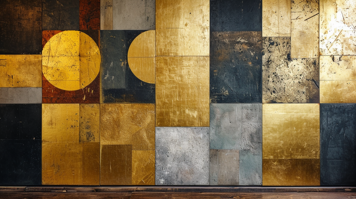 Colorful flat blocks in gold, gray, brown