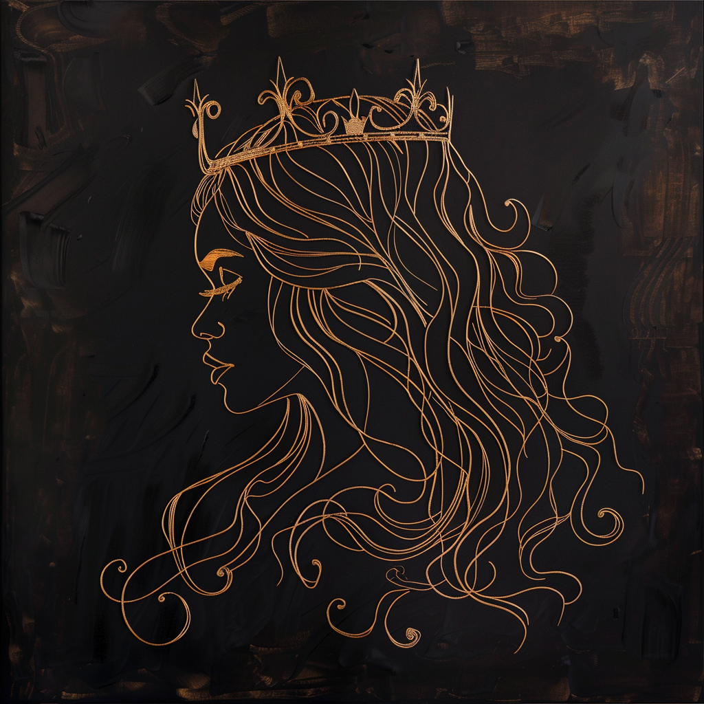 Elegant gold leaf queen portrait