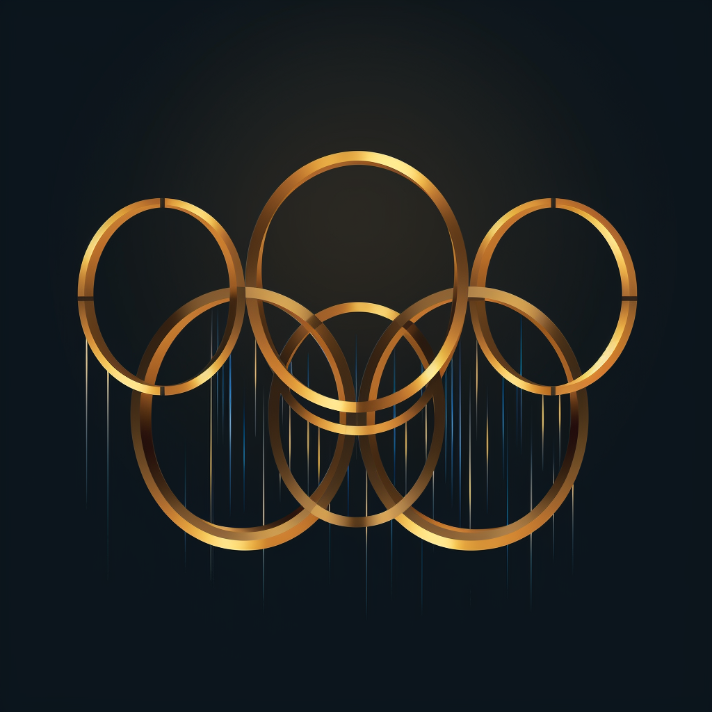 Gold Line Art Rings Olympics Games