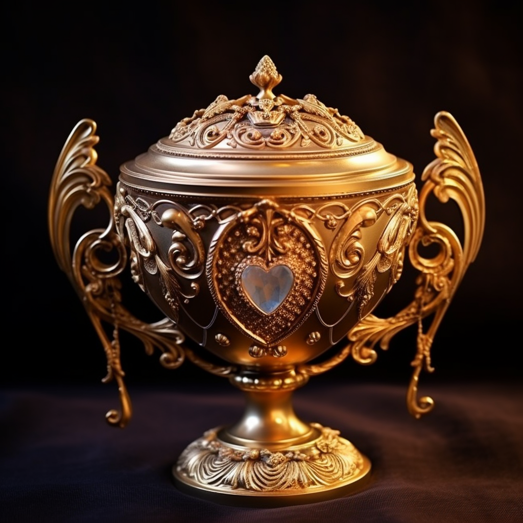 Beautiful gold love cup with angel handles