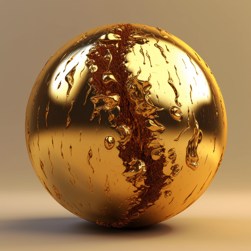 Tarnished gold material shader ball render