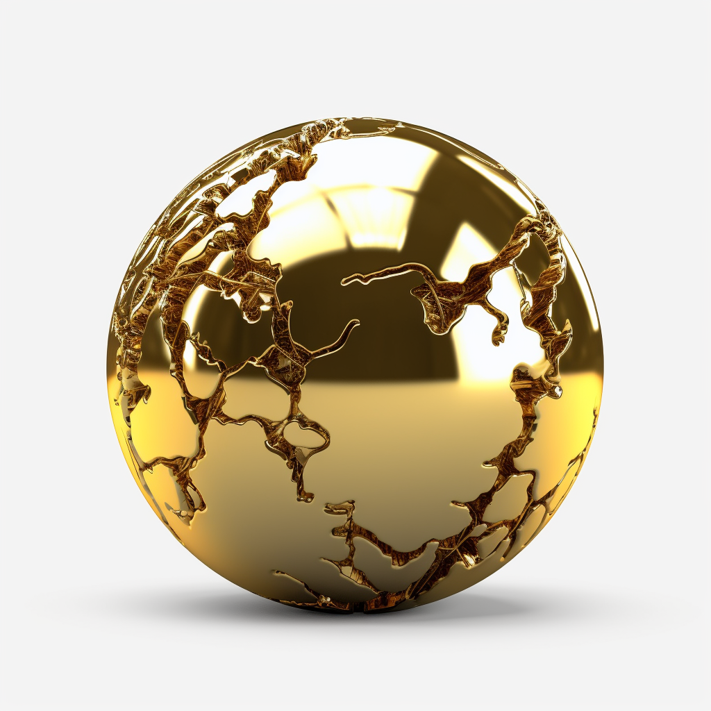 Gold Material Shader Ball on White Background