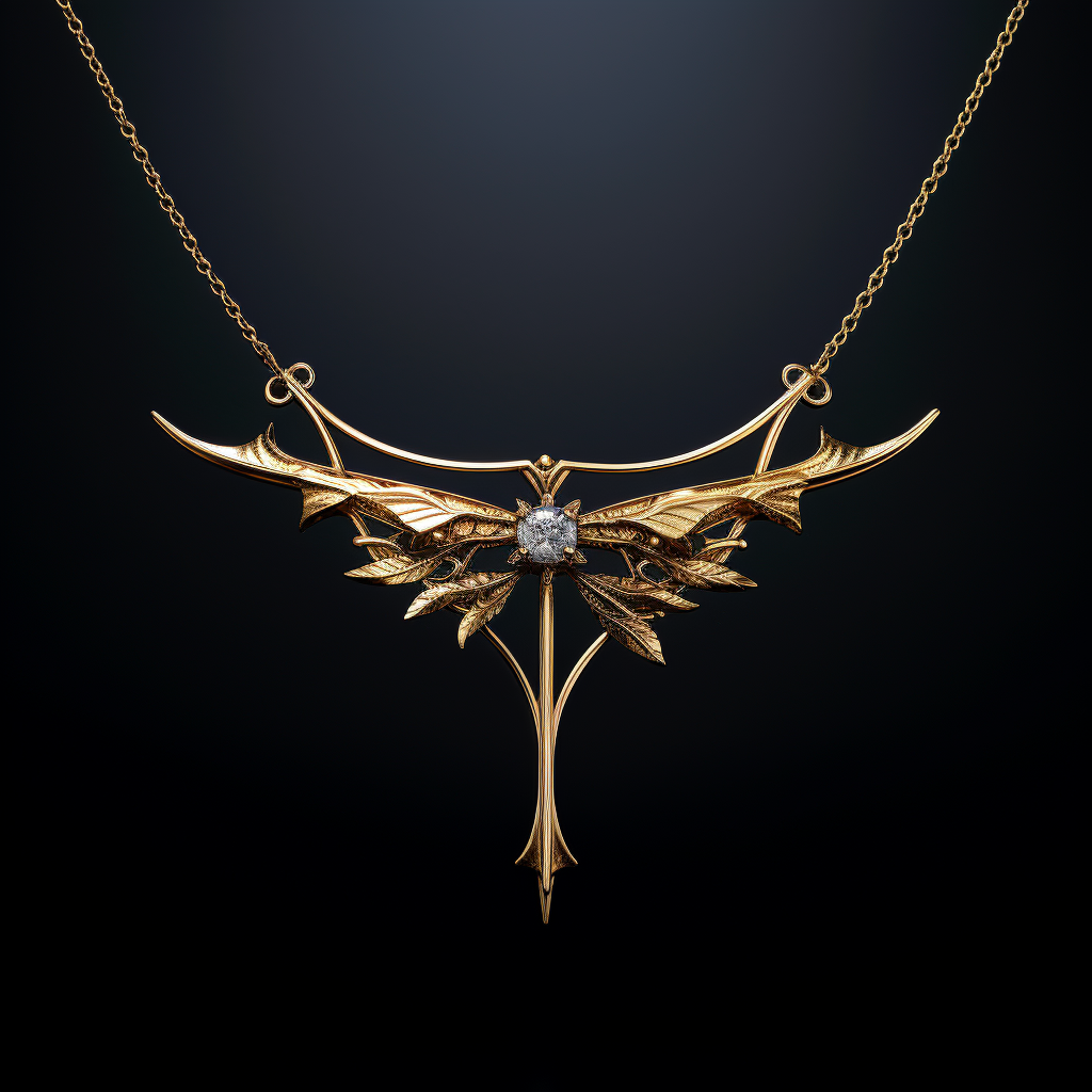 Elegant gold necklace with crossbow pendant