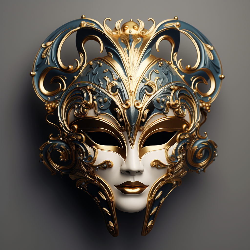 Beautiful Venetian mask with gold decorations