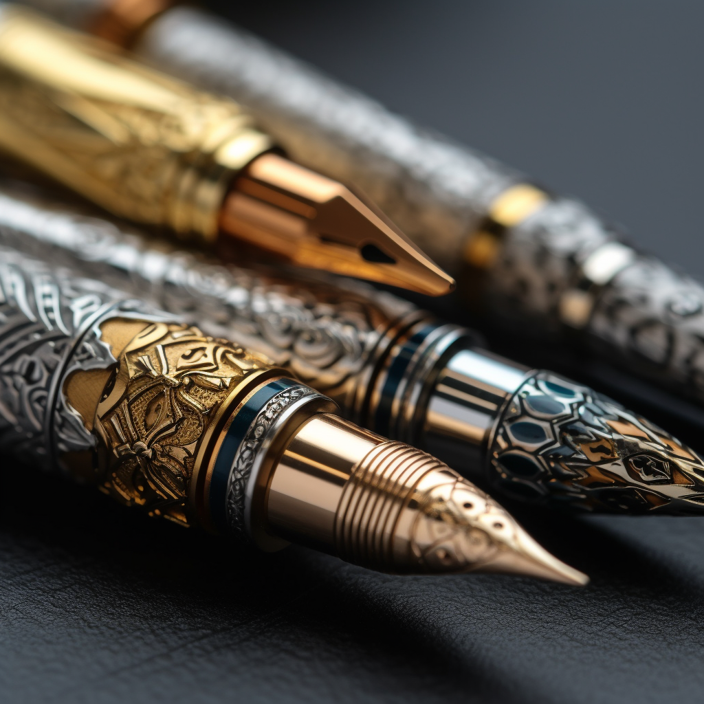 Elegant gold and silver fountain pens