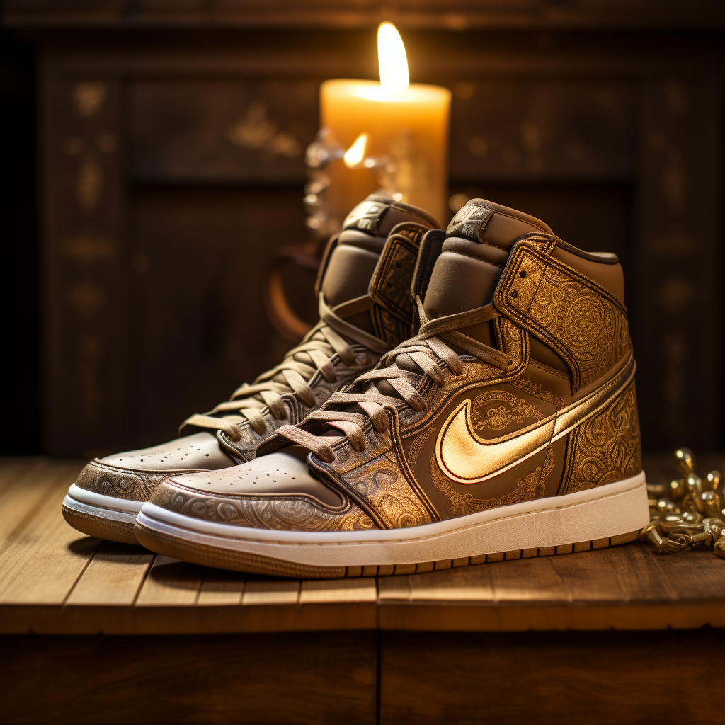 Gold sneakers with Russian Orthodox Church influence