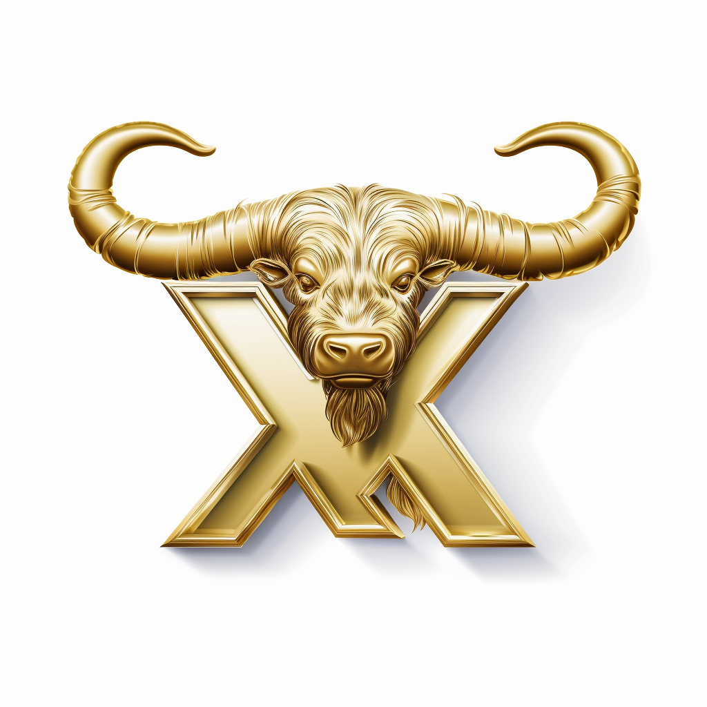 Cartoon-style gold XO bull logo