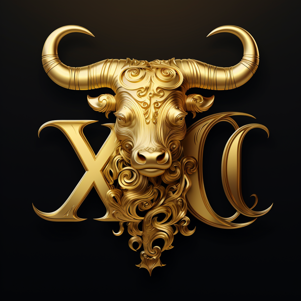 Stylish gold XO bull logo