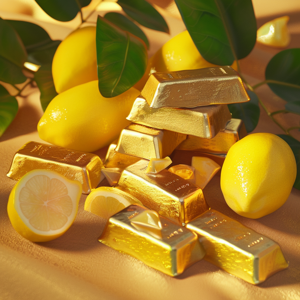 Vibrant small gold bars lemons mangoes