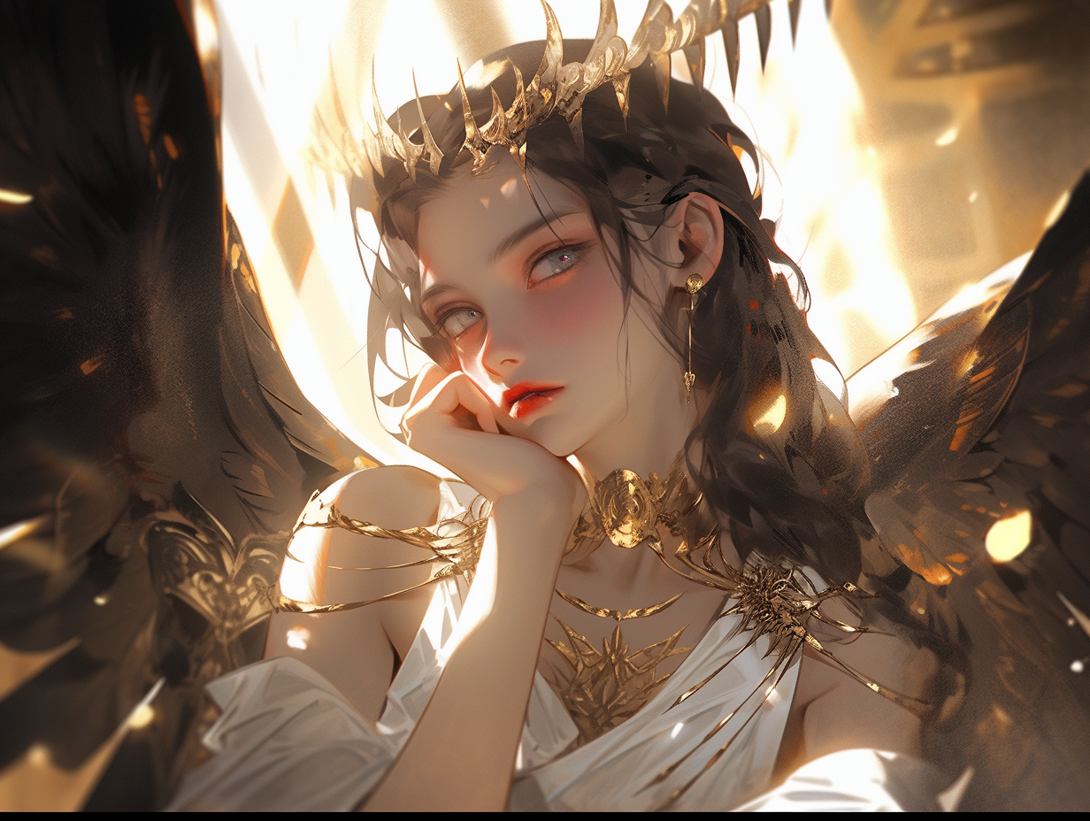 Stunning golden angel girl portrait