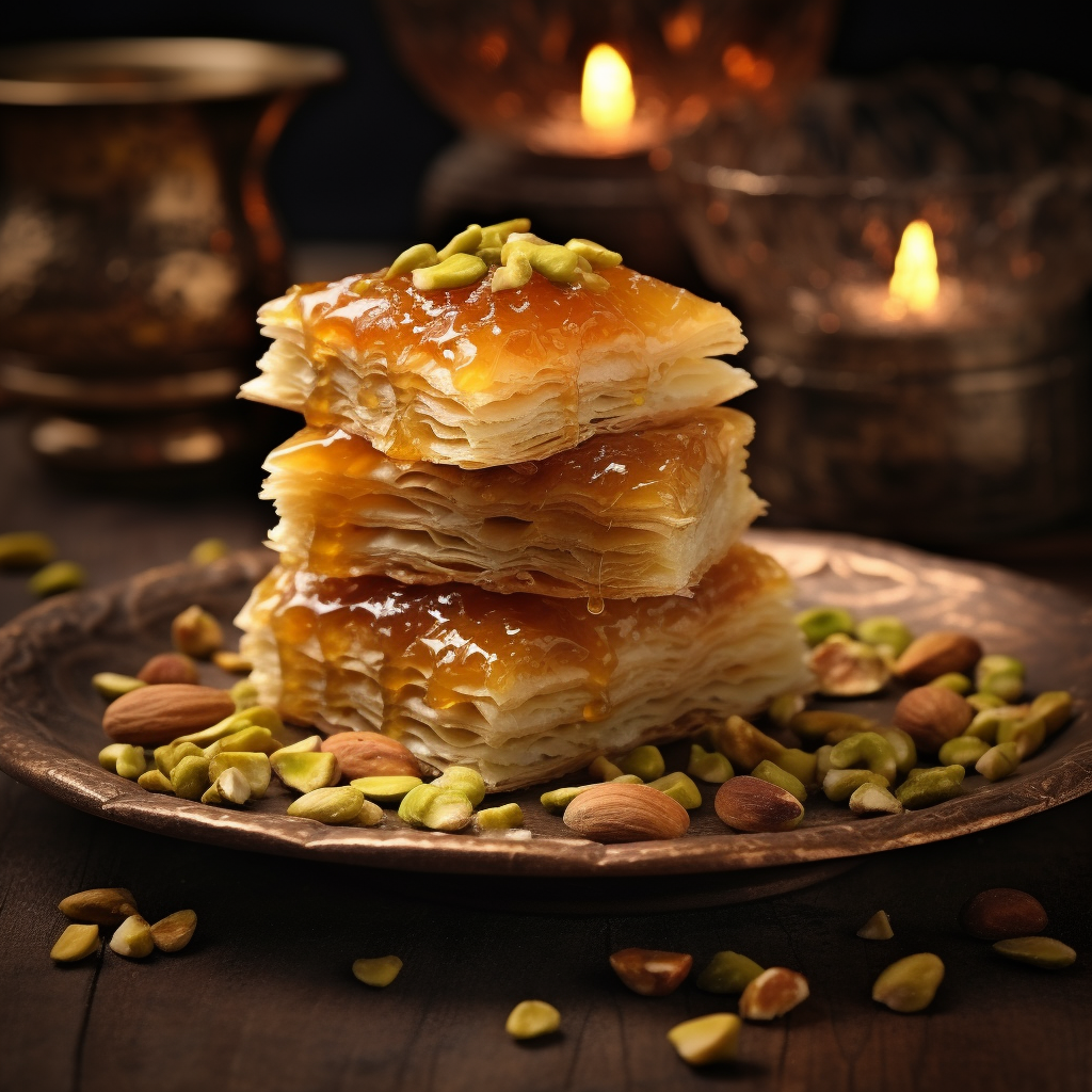 Close-Up of Stacked Baklava