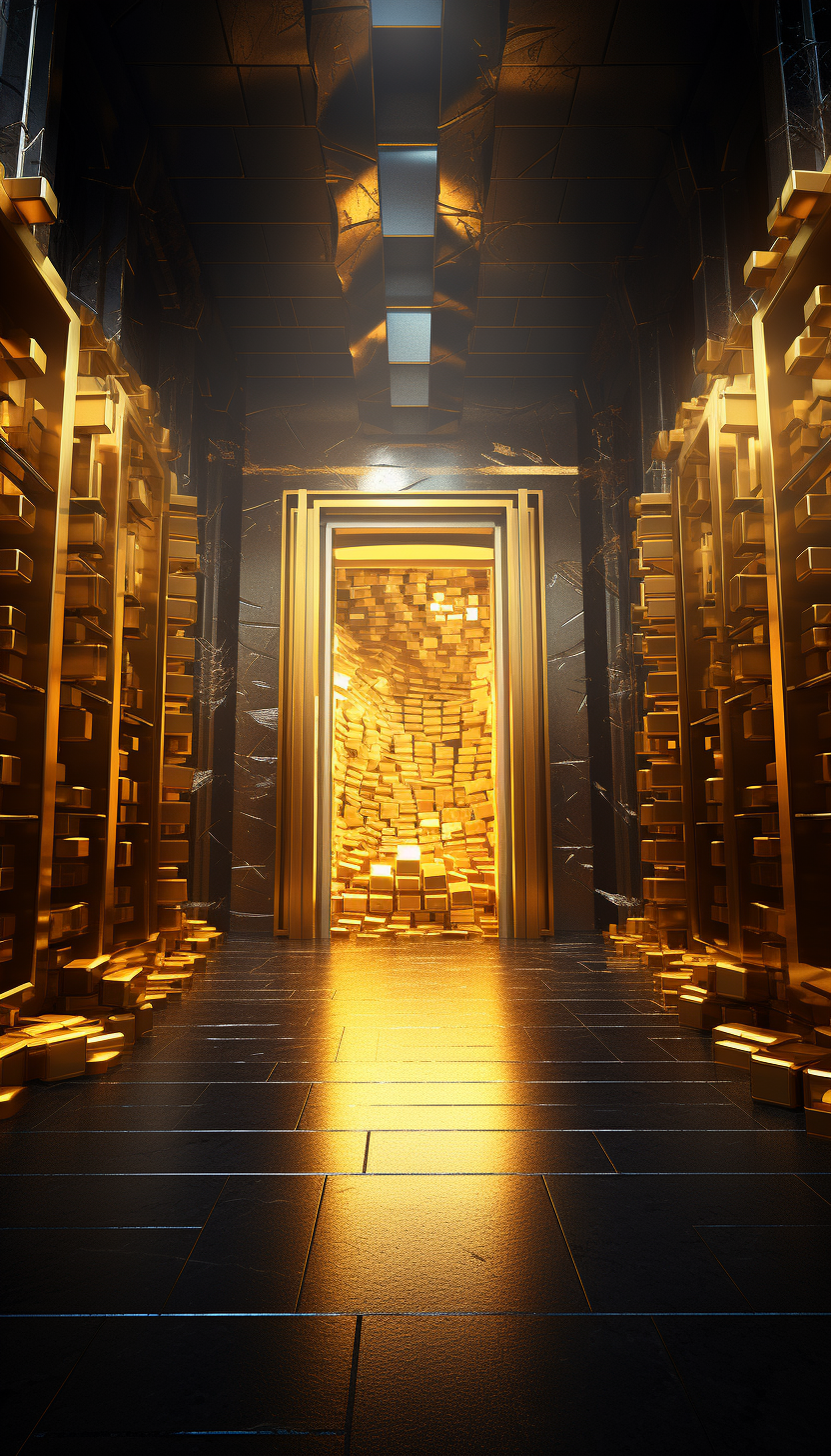 Stacks of gleaming gold bars