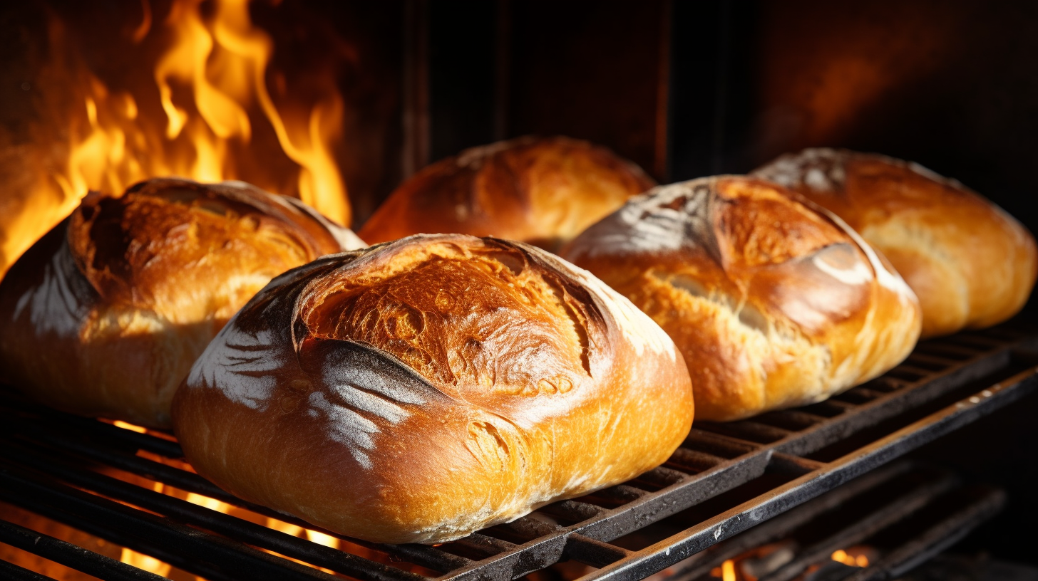 Golden brown freshly baked bread