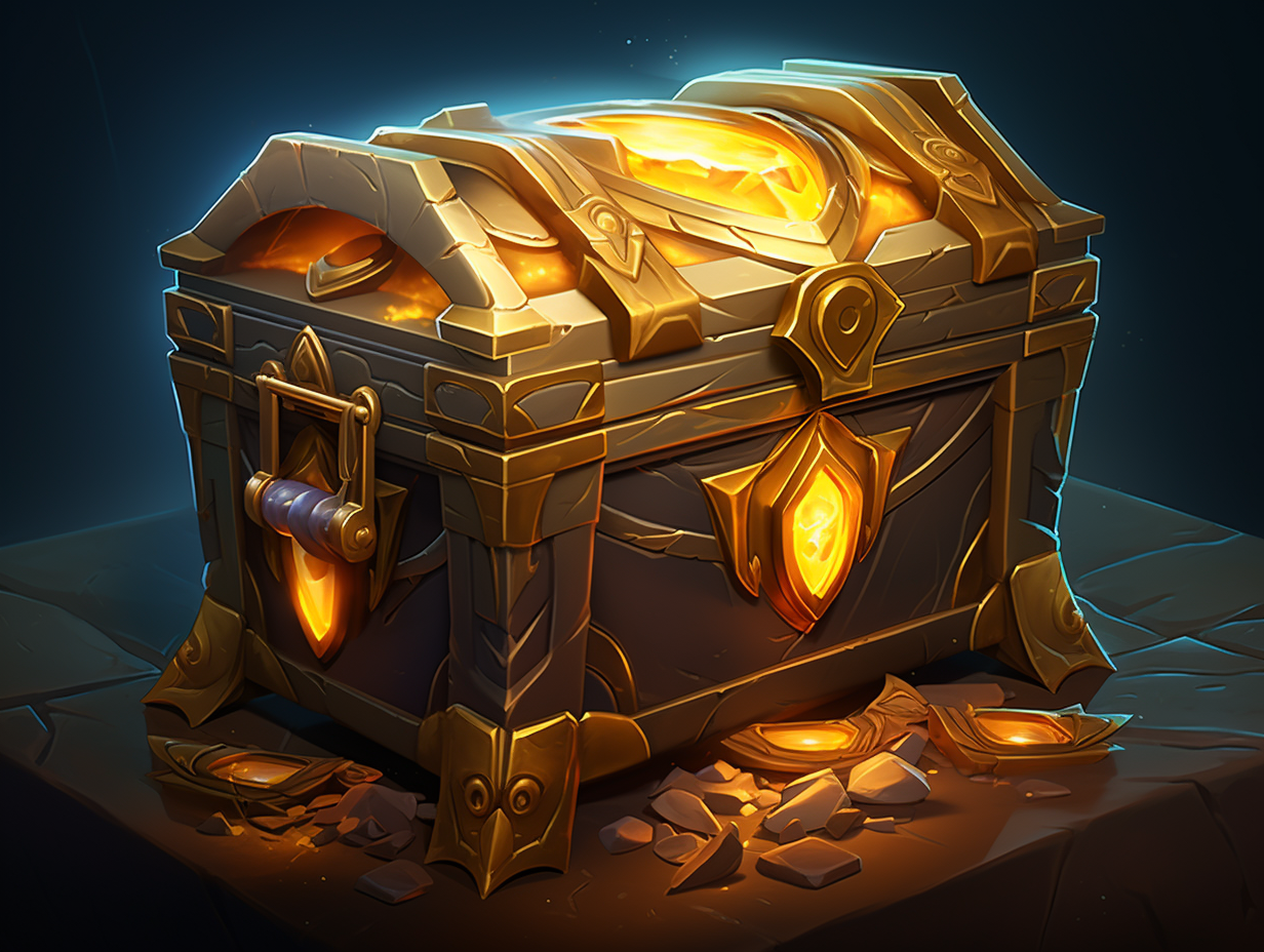 Game assets set with golden chest