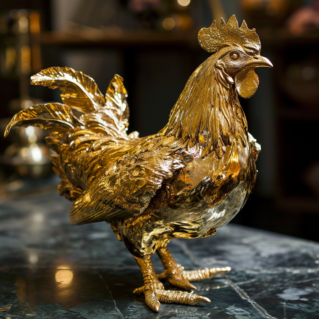 Exquisite golden chicken statue photo