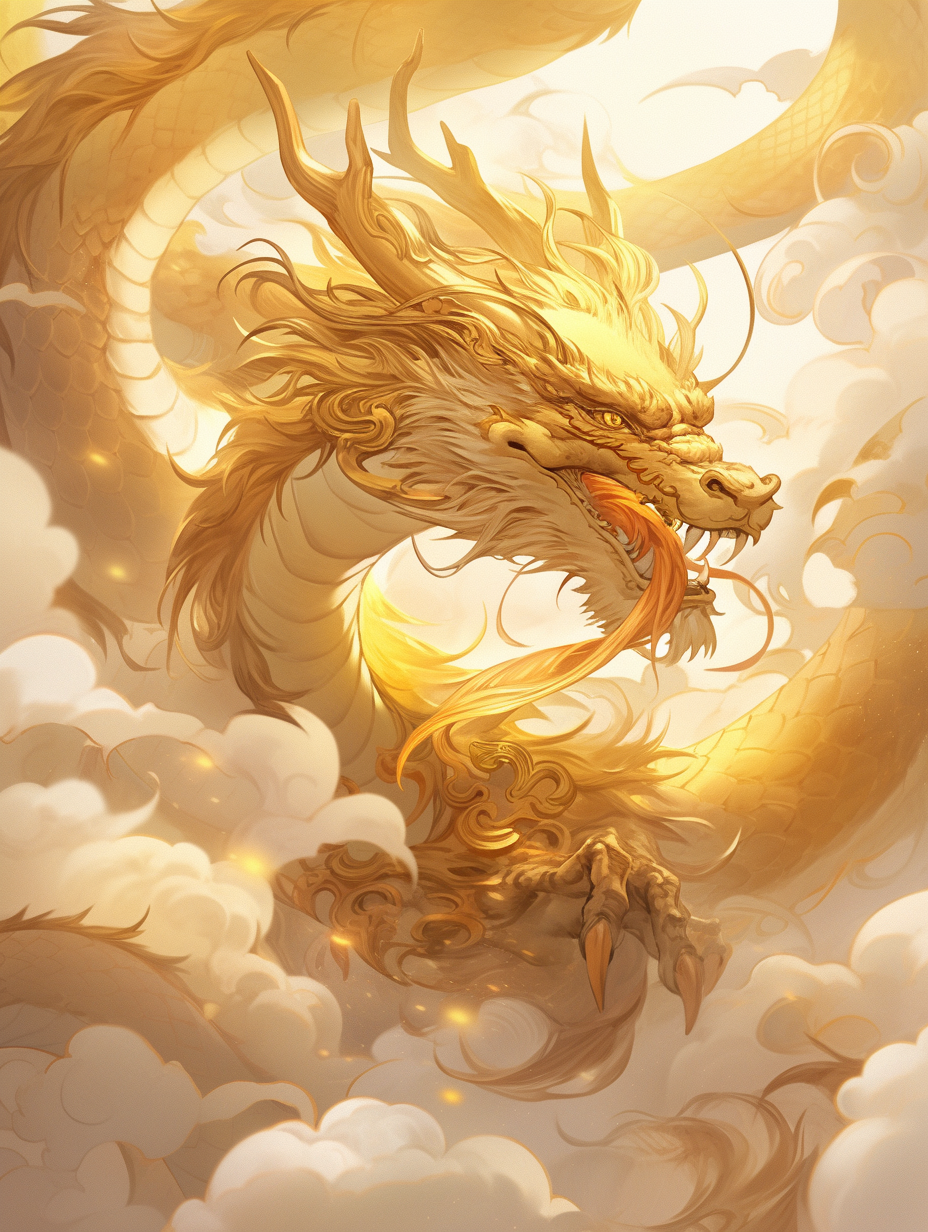 Chinese dragon flying in sky