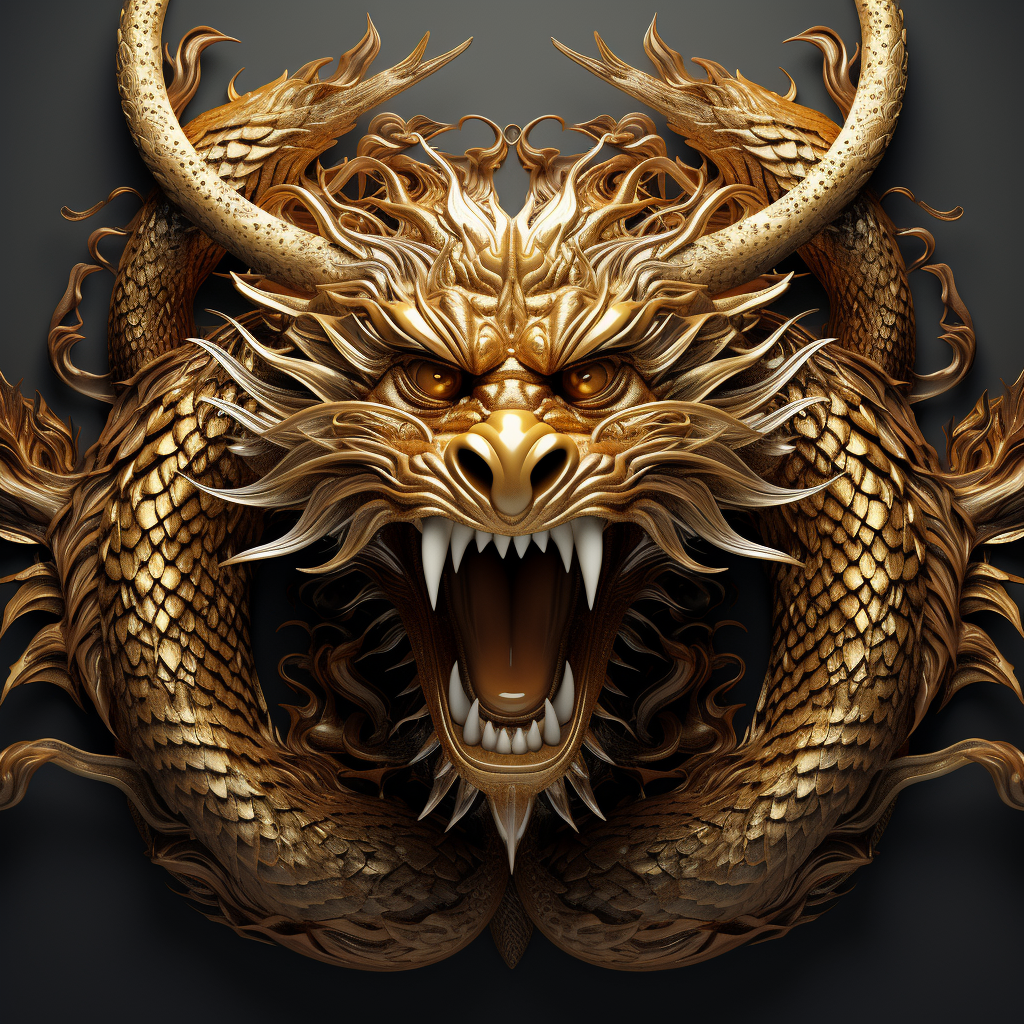 Detailed golden Chinese dragon illustration