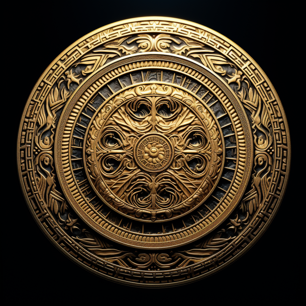 Golden coin on black background game art