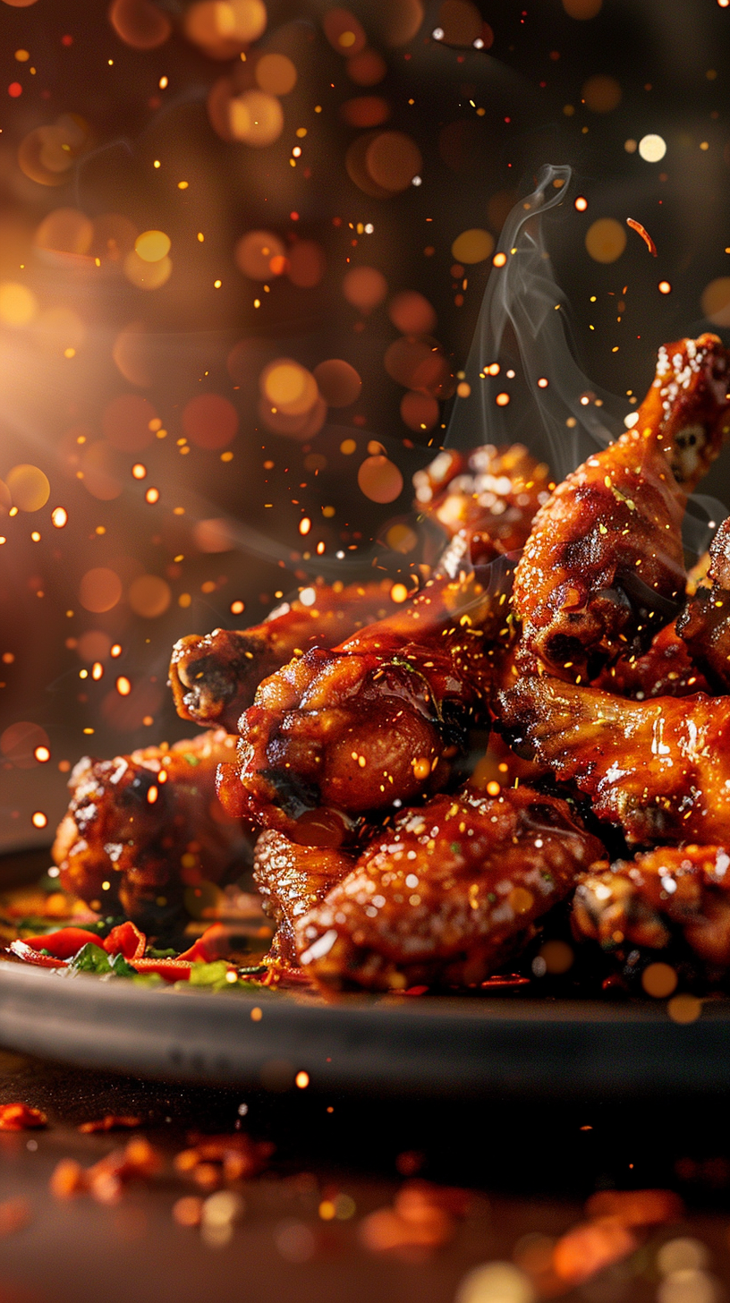 Plate of Delicious Golden Chicken Wings