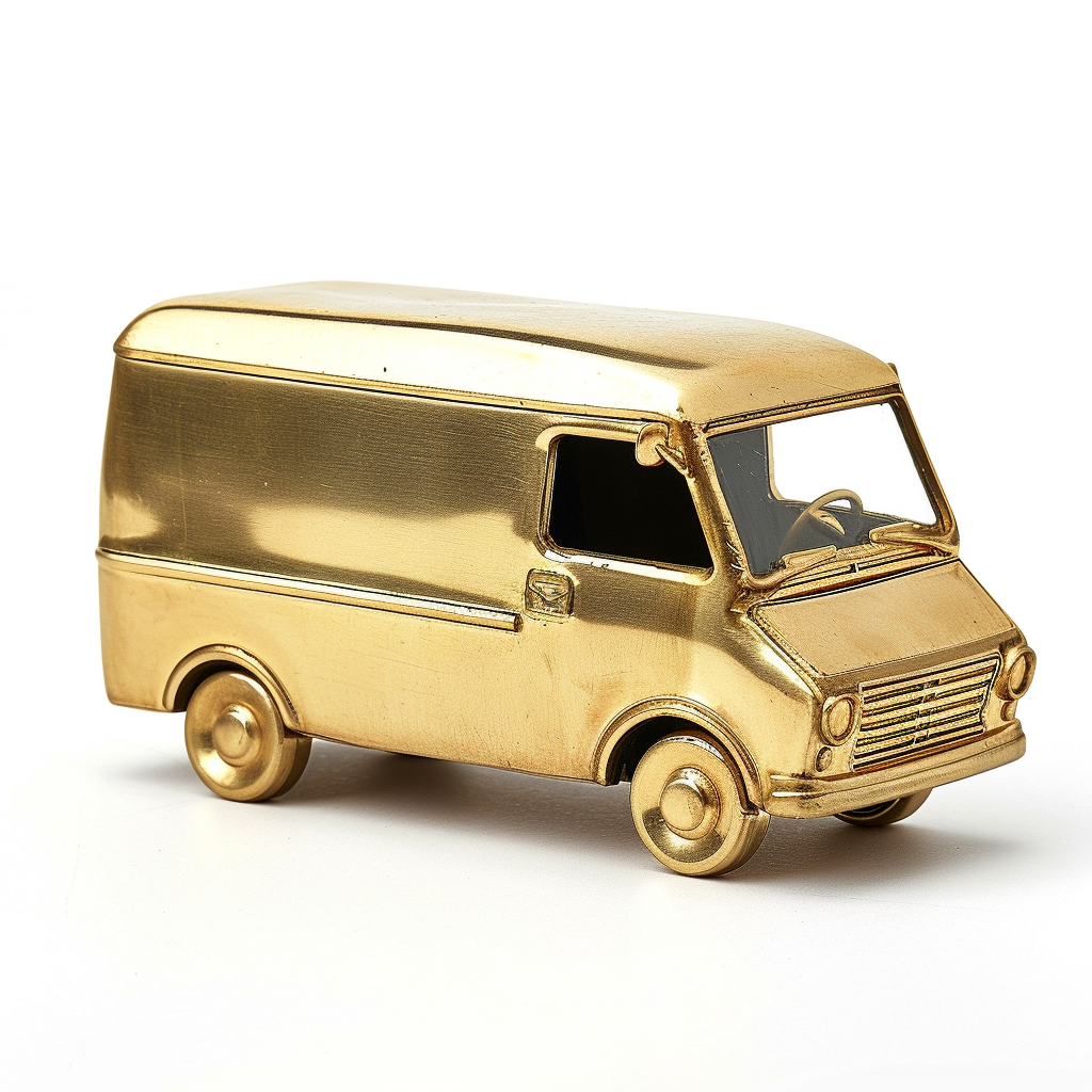 Golden Delivery Van Trophy White Background