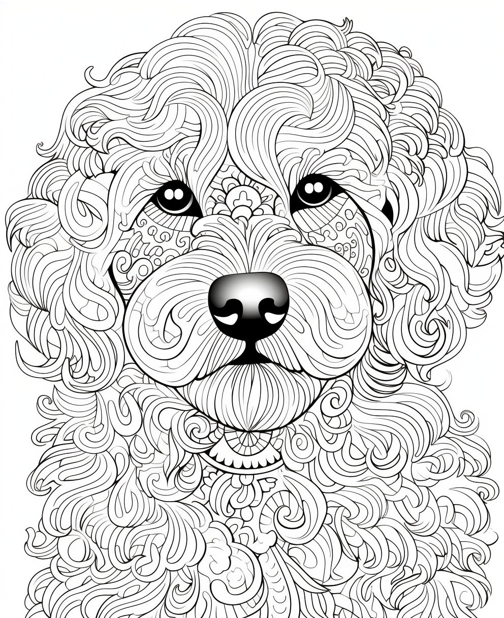 Coloring Page of Golden Doodle in Mandala Style