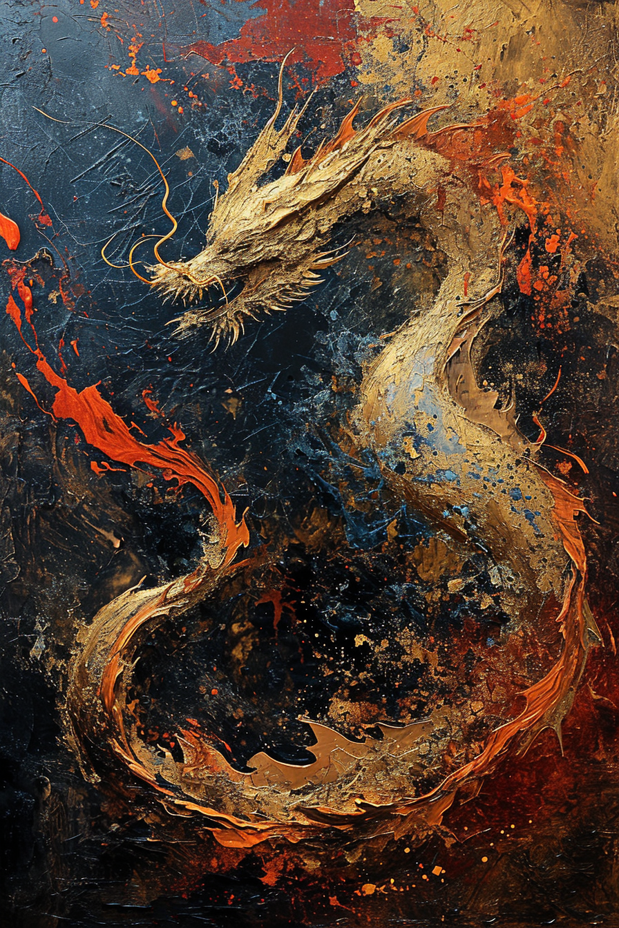 Textural exploration of a golden dragon