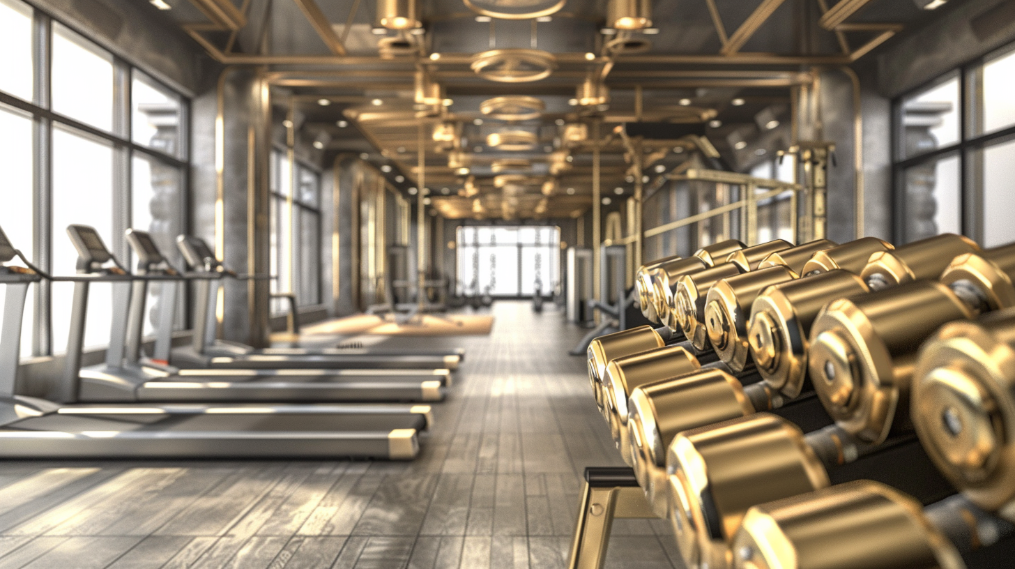 Expensive Golden Dumbell Rack Gym