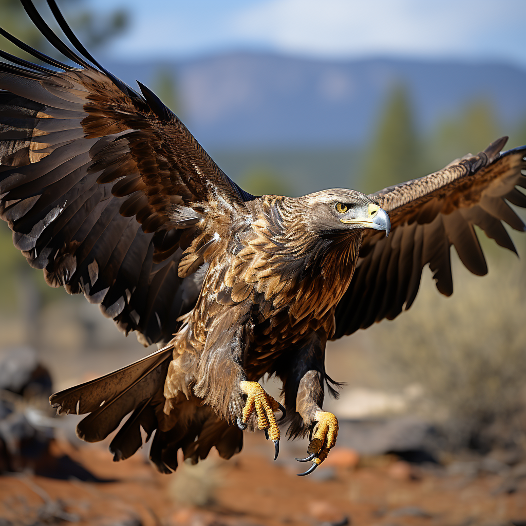 Golden eagle in flight