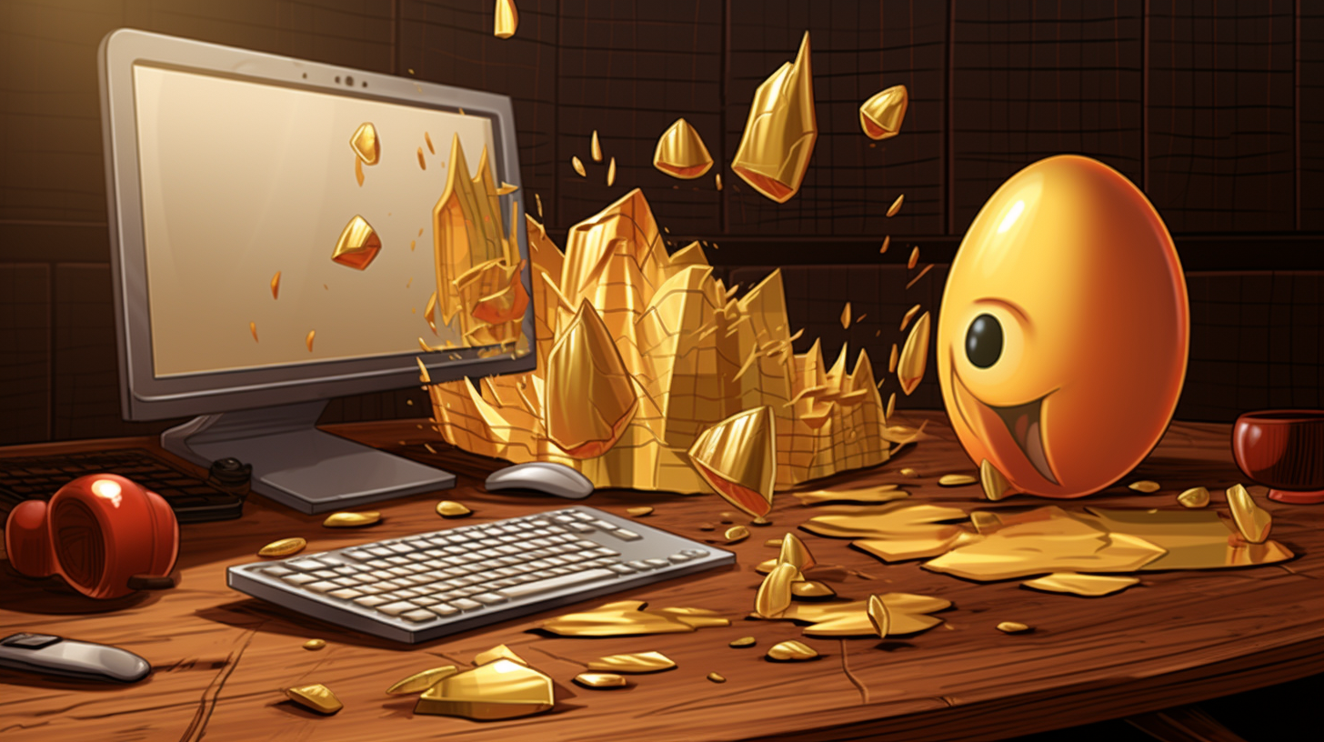 Cartoon Golden Egg on Trading Desk