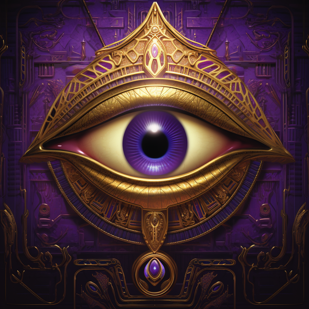 Golden Eye of Ra Idol on Purple Satin