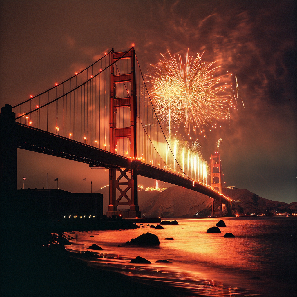 Golden Gate Bridge fireworks celebration