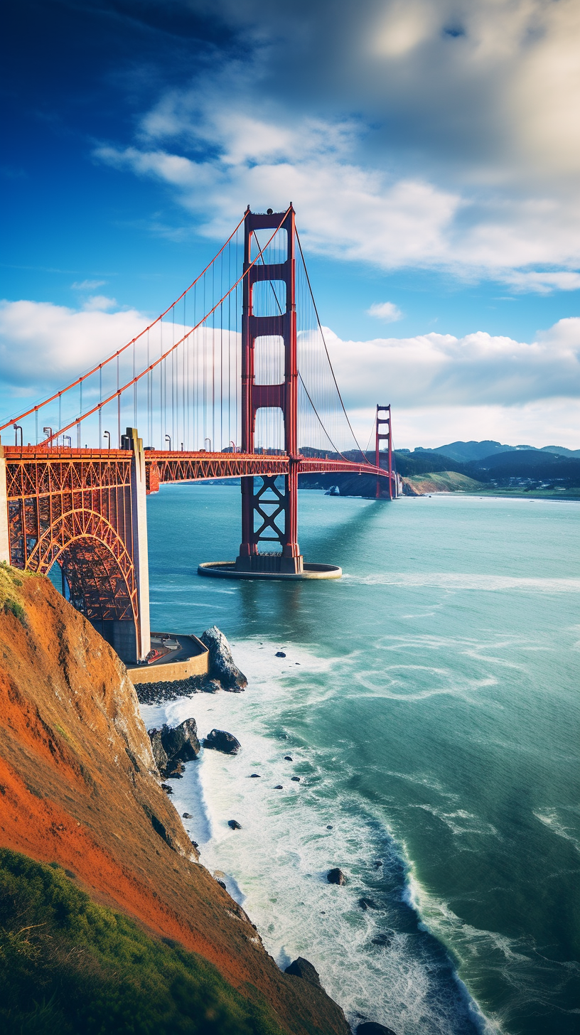 Golden Gate scenic view with bright sky and beautiful nature