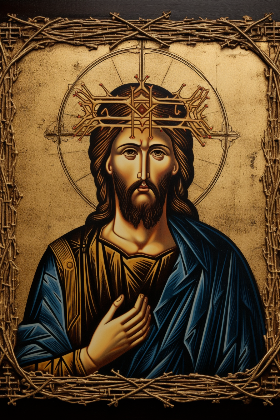 Glorious depiction of Jesus with thorned crown