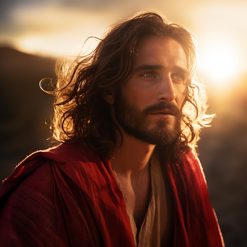 Jesus in red holy garment