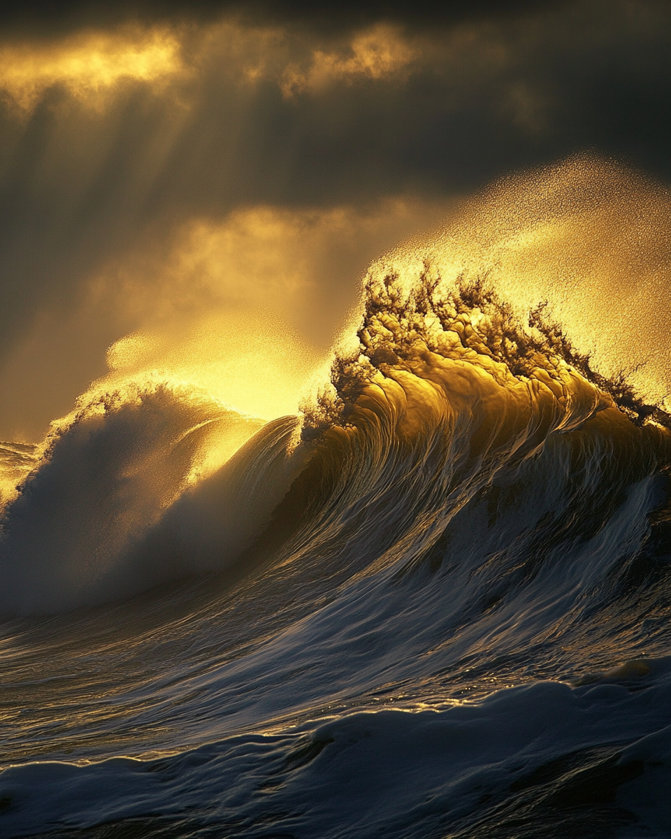 Golden wave with shining light