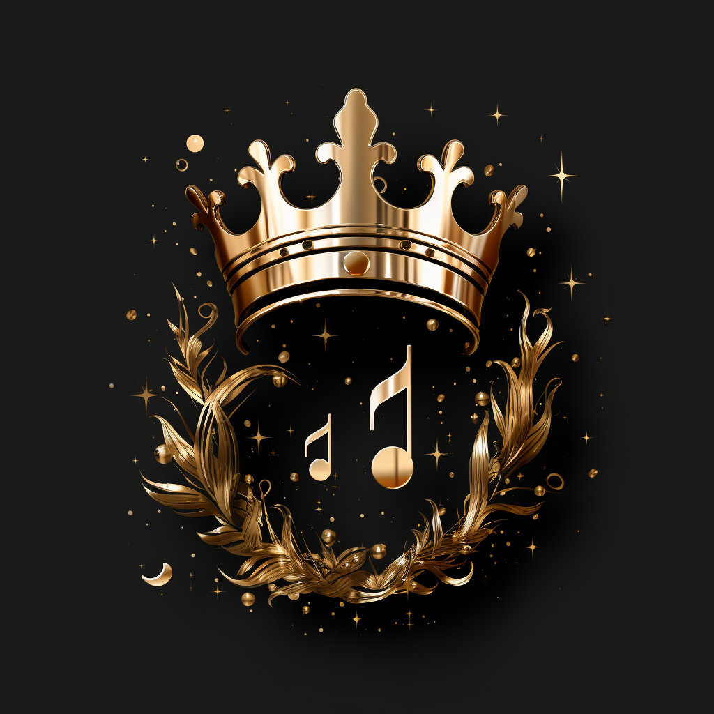 Golden music note with crown