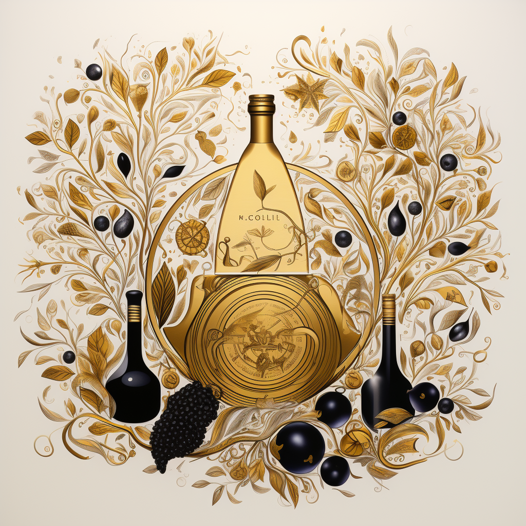 Artistic depiction of golden olive oil