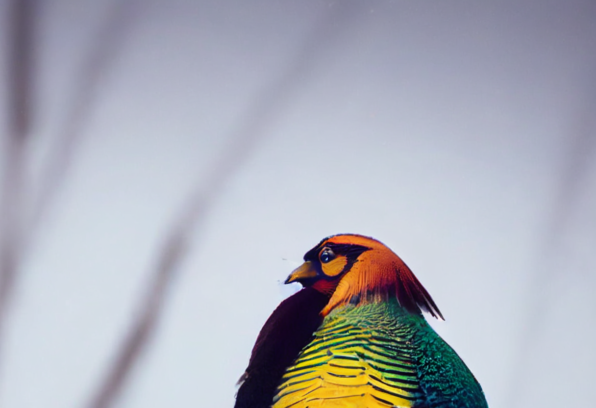 Stunning Golden Pheasant in Snowy Landscape