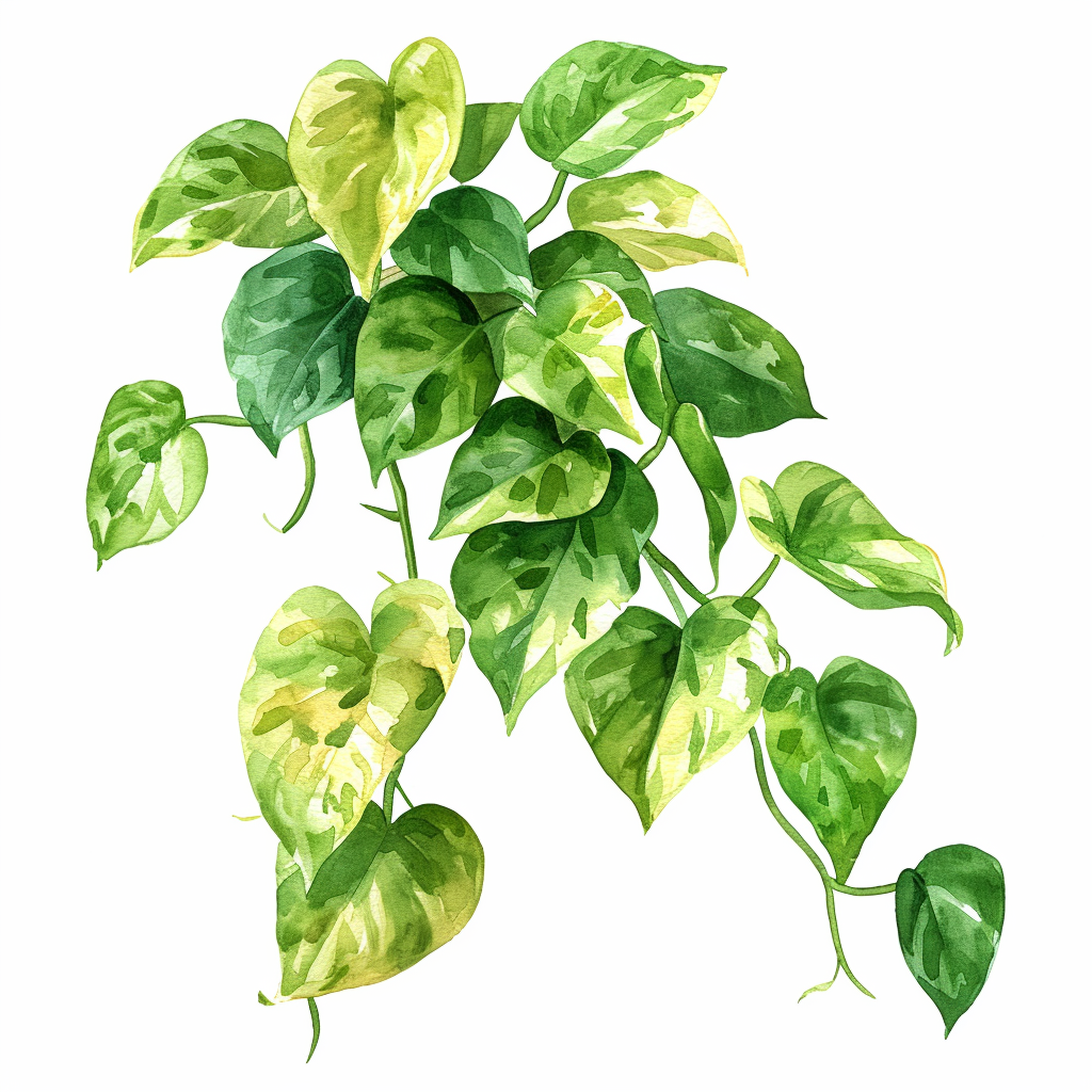 Golden Pothos Watercolor Illustration